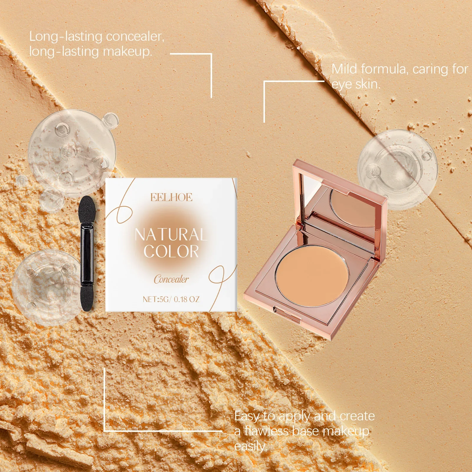 EELHOE コンシーラー カラークレイ 軽量 非発色性 肌に優しい 自然に肌の傷をカバー 目の下の矯正を輝かせる