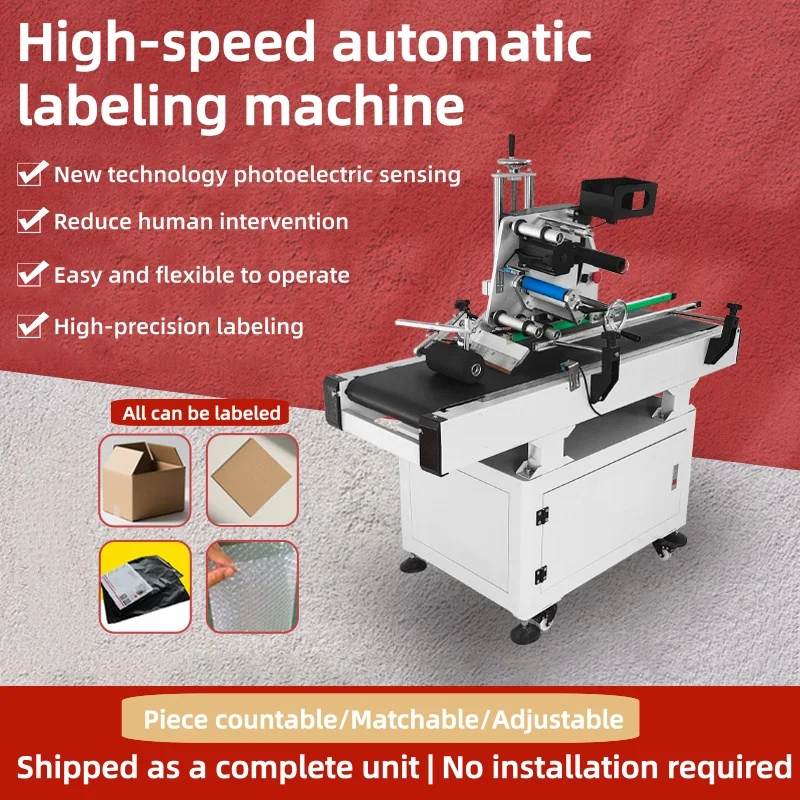 Automatic Flat Surface Labeling Machine Conveyor Belt Pouch Bag Sticker Applicator Machine with Mobile Casters (customized)