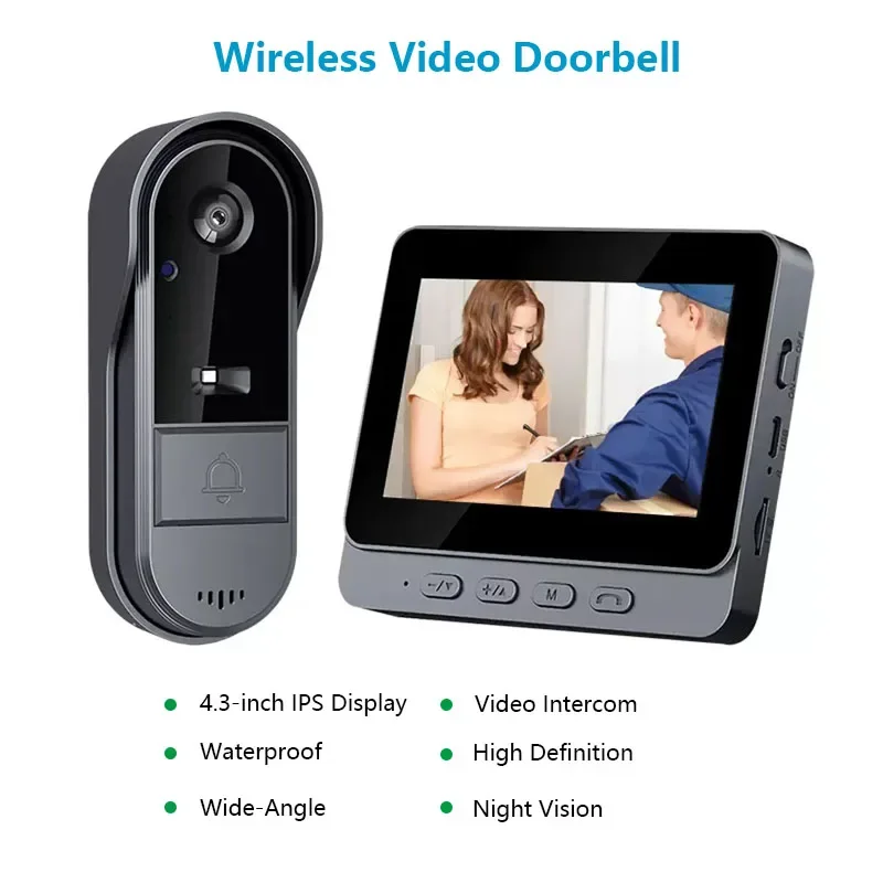 Outdoor Wireless Intercom Doorbell Night Vision HD LPS Video Doorbell Surveillance Camera Smart Home Security Visual Doorbell
