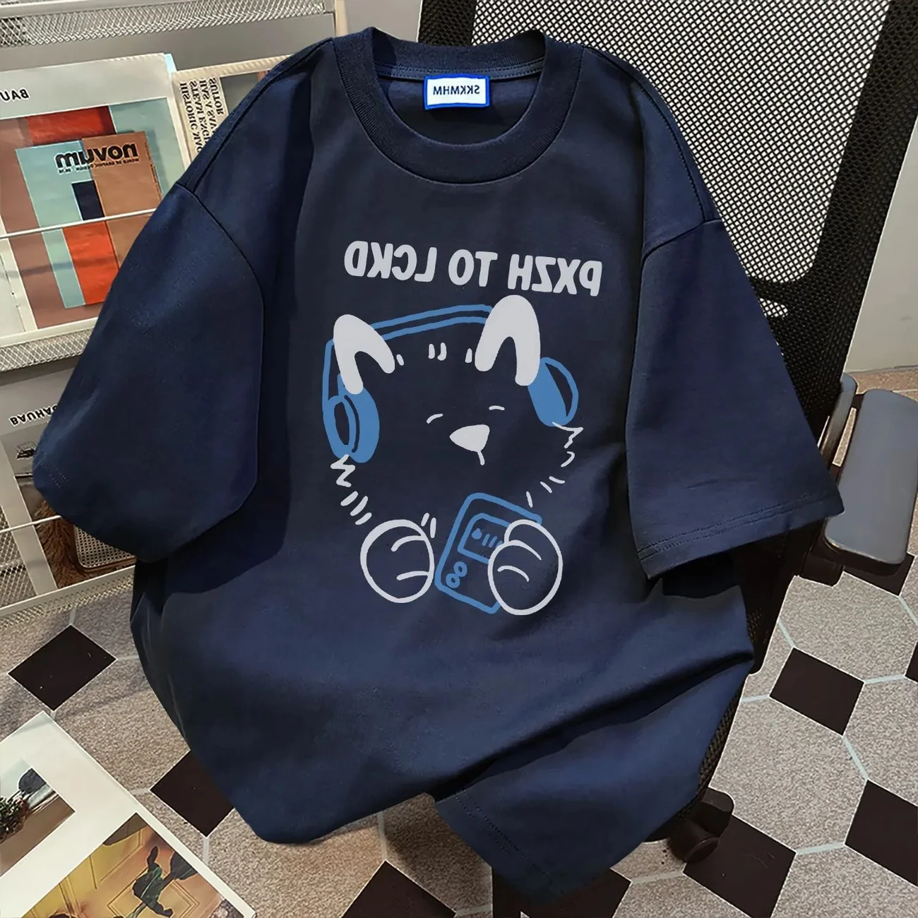 

plus Size 300 Pounds Fat MM Cartoon Print Anti-Aging Short Sleeve round Neck Top Summer Loose Fashionable Women's T-Shirt