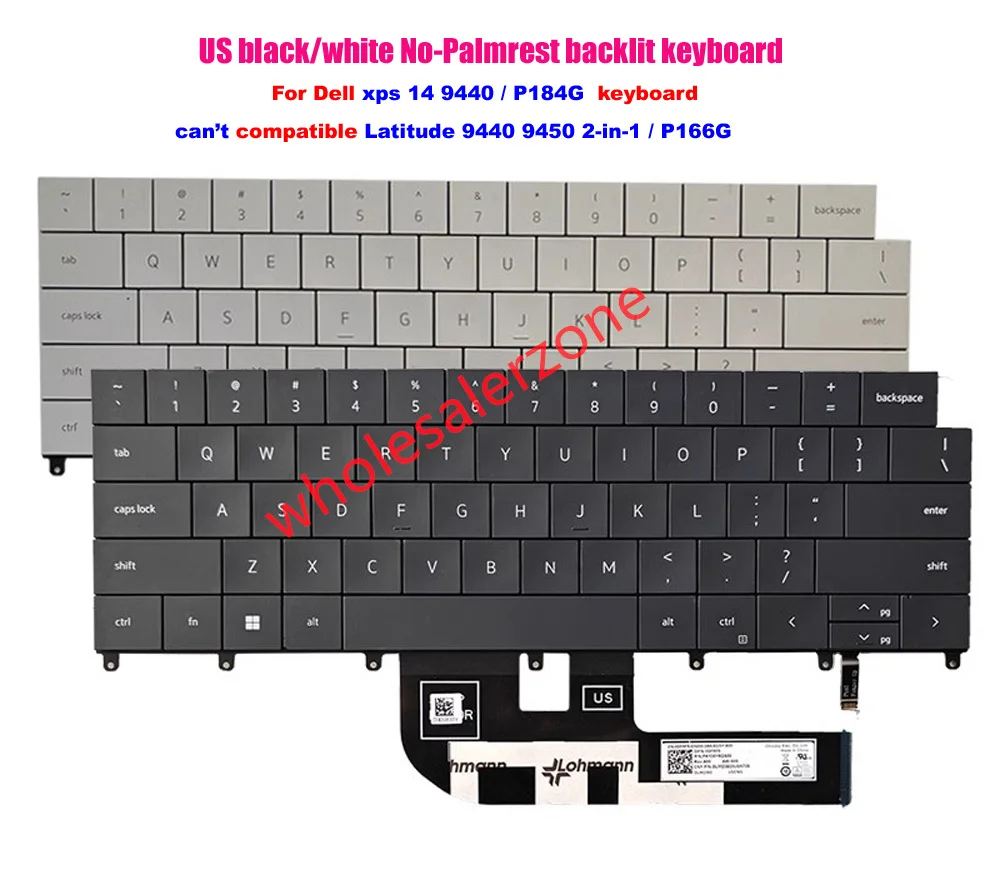 

New backlit Keyboard For Dell XPS 14 9440, P184G (2024-2025 Year) laptop US layout white or black