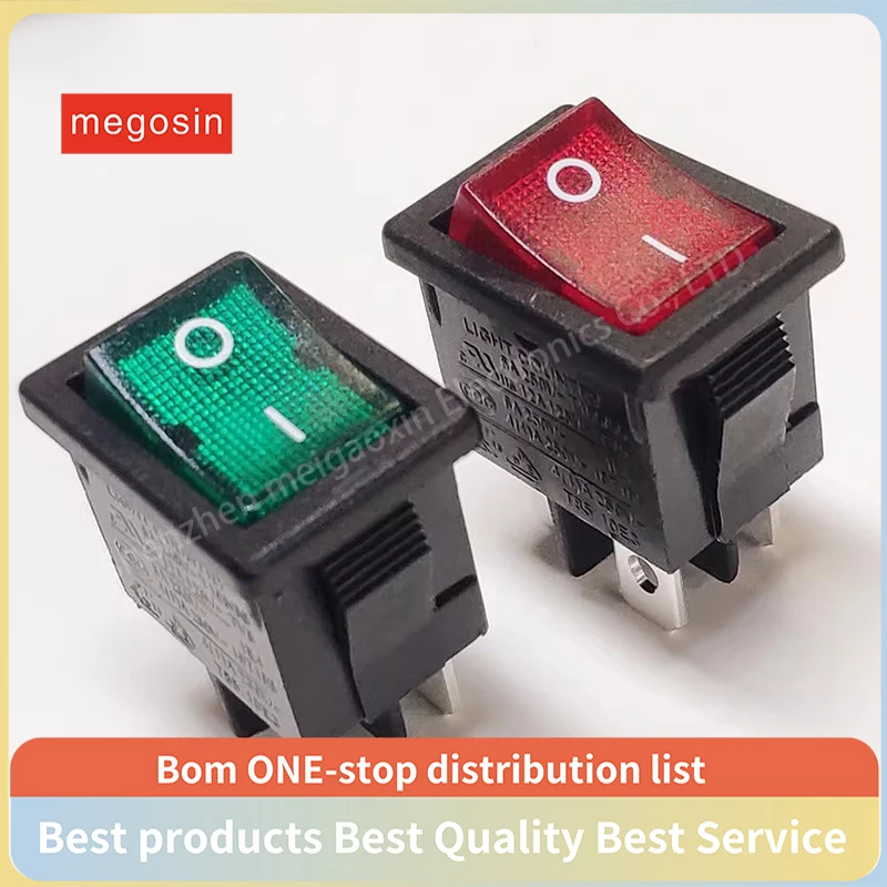 1~5pcs/lot R19 Ship type power switch 4 pin 2 gear with red light and green warping switch 6A