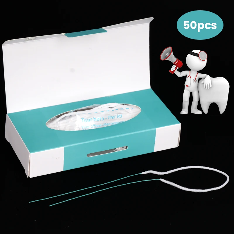 50 stücke Zahnseide Zahnstocher Einfädler Zahnseide Erweiterte Kieferorthopädische Flosser Multifunktionale Reinigung Draht Linie