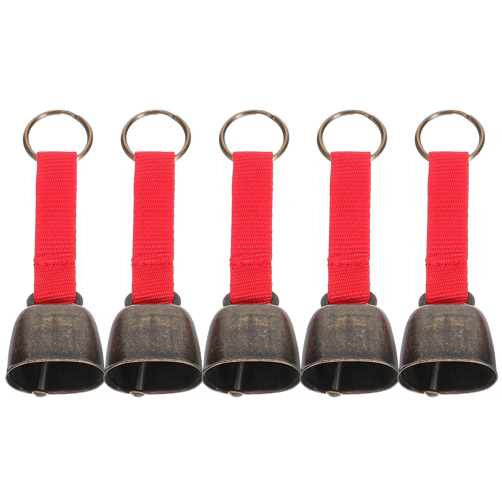 

5pcs Mountaineering Bells Bell Red Strap Anti Lost Loud Metal Cow Bells Outdoor Pet Gear Camping Accessories