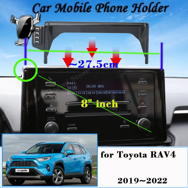 Soporte de teléfono móvil para coche, accesorio giratorio de 2019 grados para Toyota RAV4 XA50 2022 ~ 360, pantalla de 8 ", GPS, gravedad