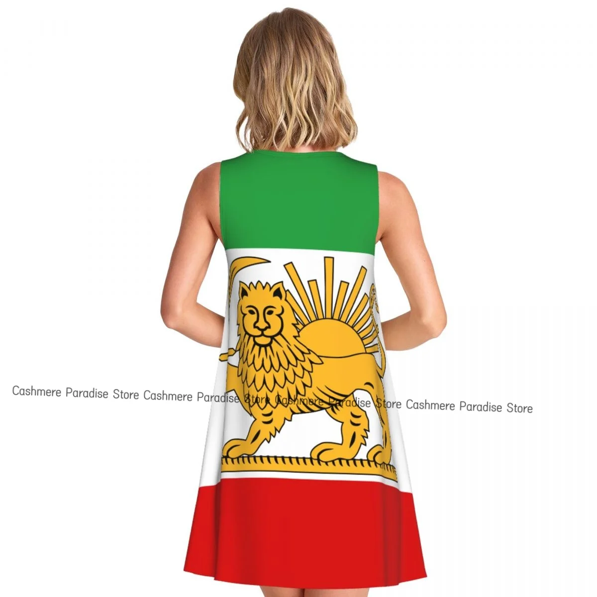 Vestidos de verano para mujer 2025, camiseta de playa, vestido sin mangas con bandera de Irán, vestido sin mangas suelto informal