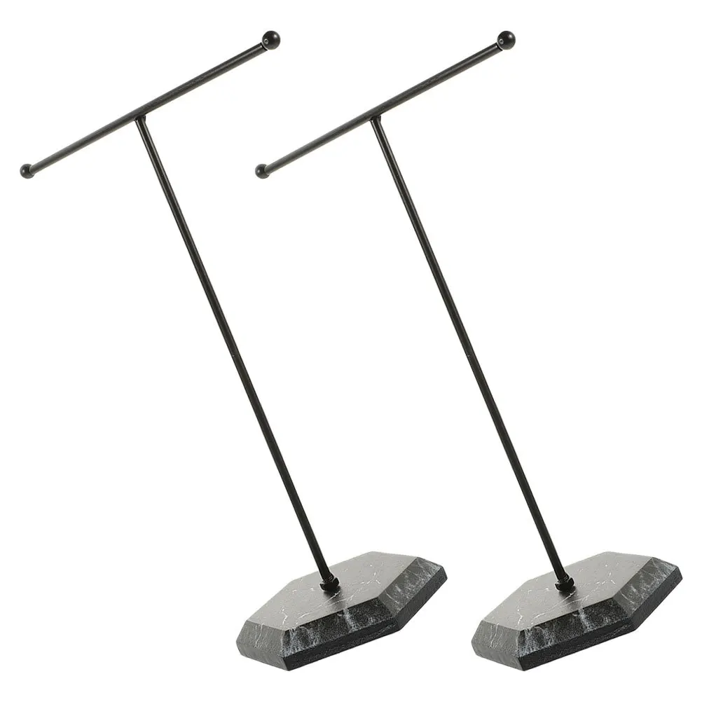 2Pcs Metal T Bar Necklace Display Stand Jewelry Organizer Minimalist Design Space Saving Holder for Earrings Bracelets