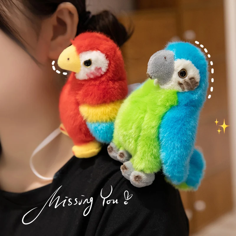 Standing shoulder parakeet Panda Raccoon doll Cute animal cartoon plush toy Shoulder magnet pop circle Rag Doll gift