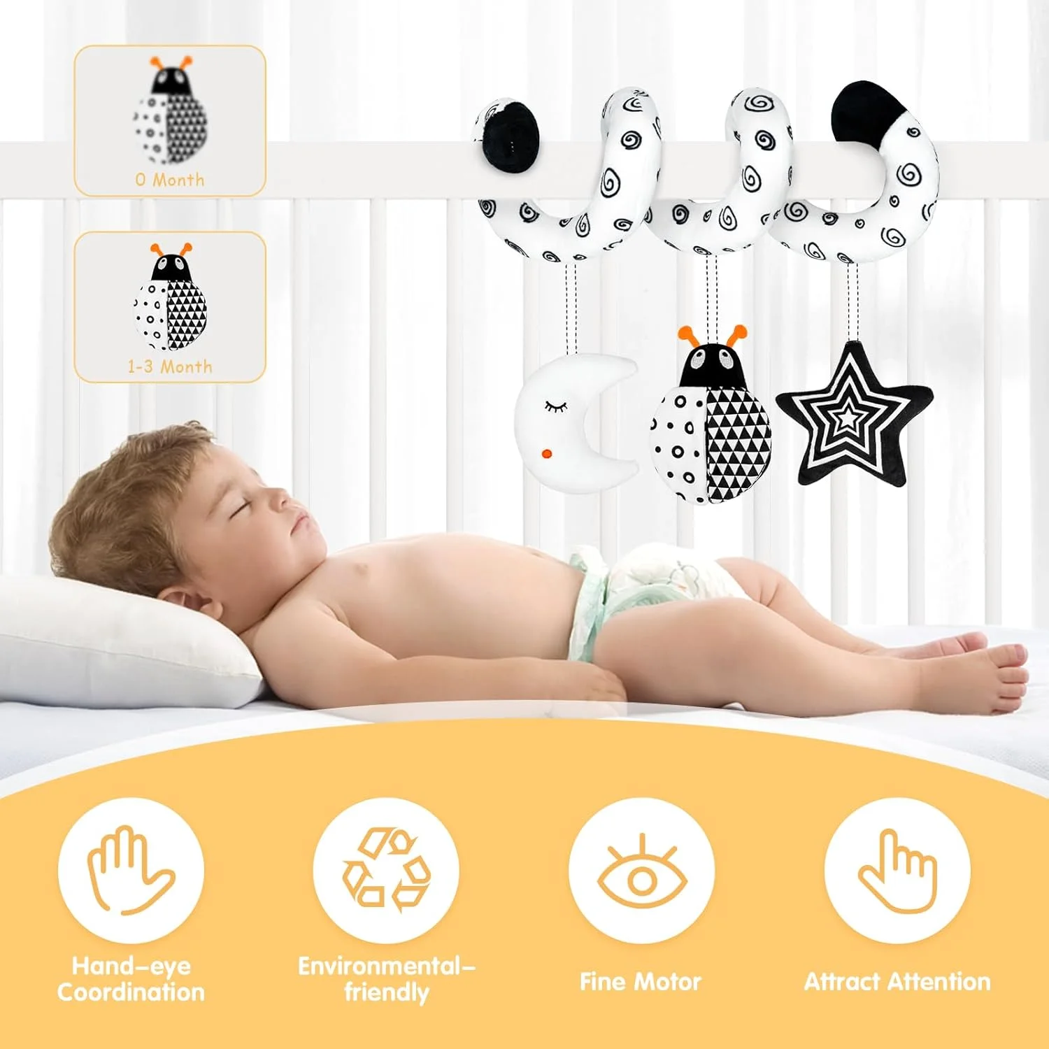 XIXILAND Juguetes para asiento de automóvil Juguetes para bebés de 0 meses de desarrollo, juguetes para cochecito Juguetes para bebés 0-6 meses Juguetes, juguetes para asiento de automóvil para bebés 0