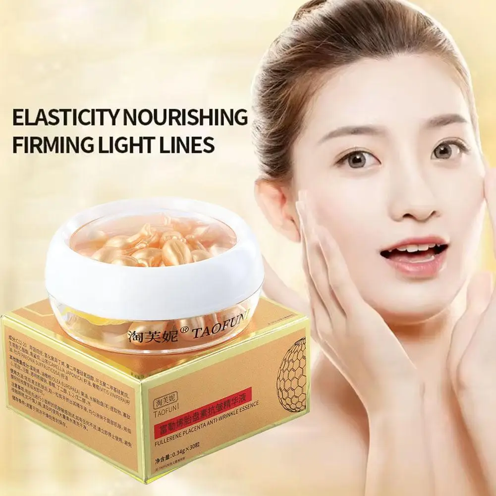 30pcs Fullerene Placenta Essence Hydrating Facial Essence Oil Chicken Leg Secondary Soft Capsule  Body Whitening Cream