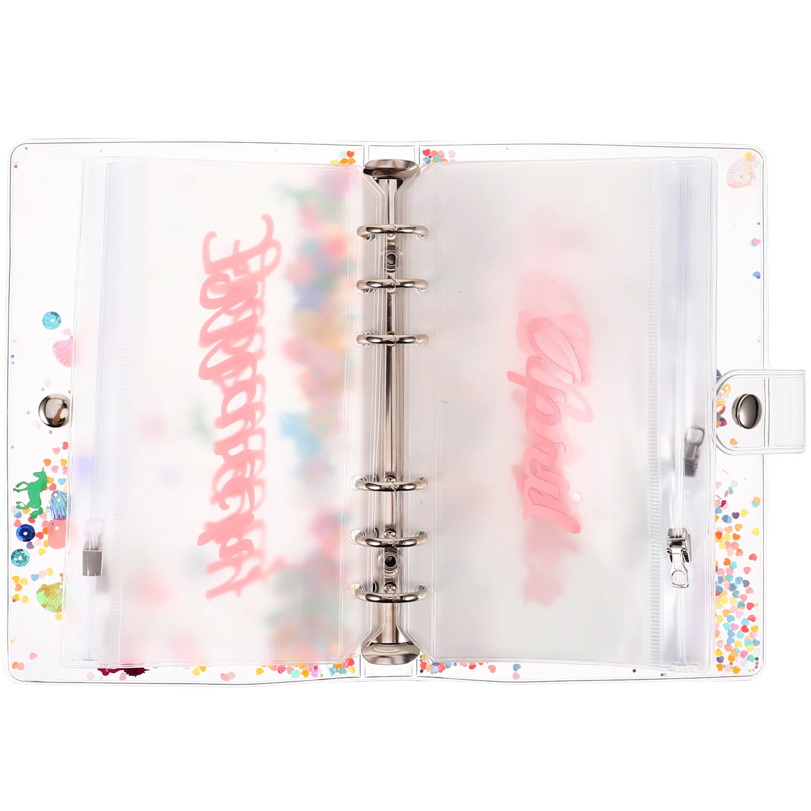 

1 Set Plastic Budget Binder Pouch 6-Hole Money Saving Pocket Storage Bag For Documents Tickets Lightweight Pvc Folder