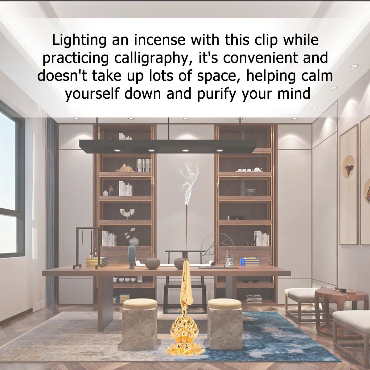 

2pcs Gold-Plated Buddha Incense Holder Clip Rack For Aroma Therapy Alloy Coil Incense Burner Home Study Bedroom Yoga Meditation