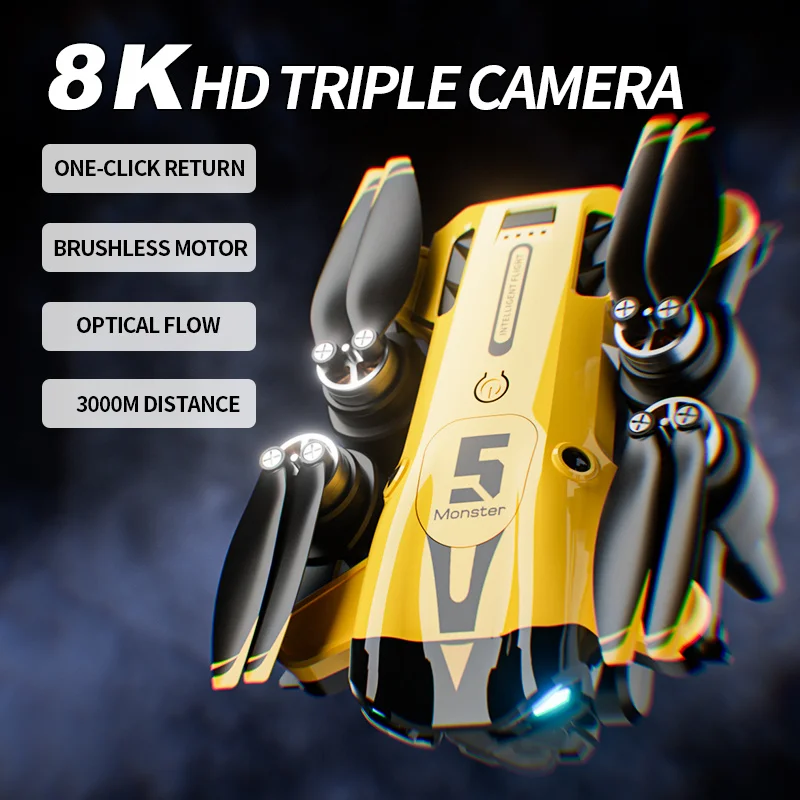 HD Aerial Drone 8K Camera Dual Lens Switch Horizontal Vertical Shooting Gesture Photo Video VR Glasses HDR Imaging App Control RC Drone