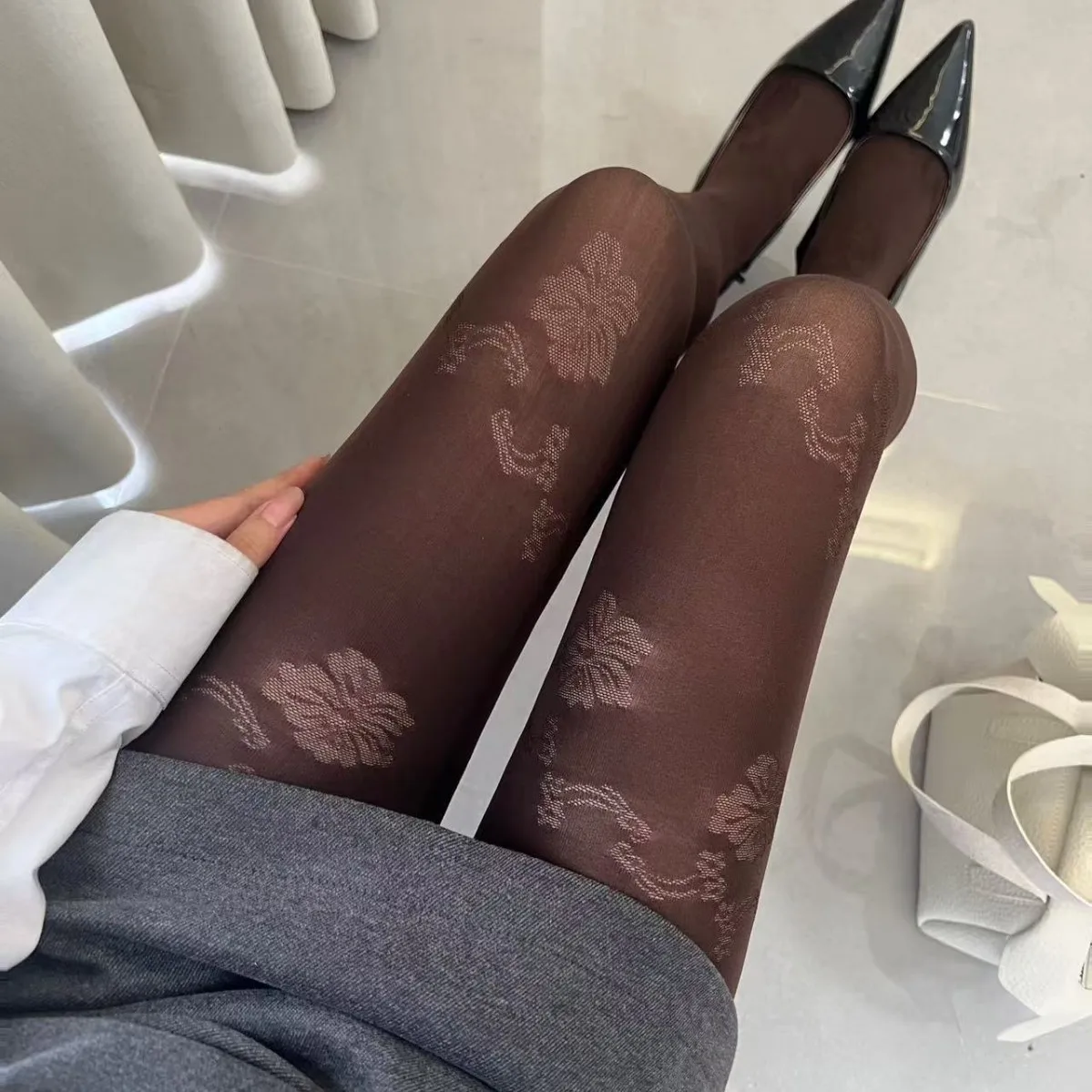 

Sexy Rose Thin Sheer Pantyhose Women Collant JK Lolita Thigh High Stockings Sexy Lingerie Female Hosiery