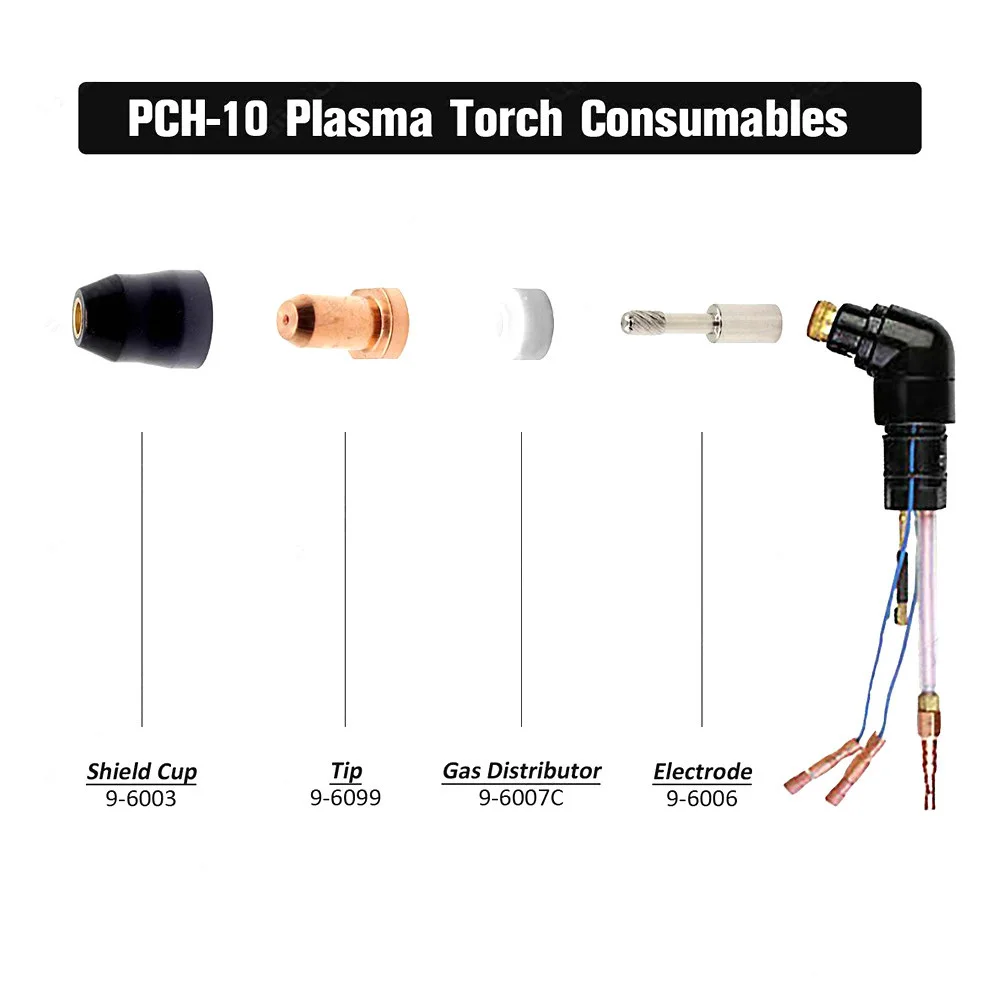 20pcs Plasma Torch Parts 9-6006 9-6099 for Thermal Dynamics PCH-10 20 25 35 Copper Chromium Substrate Material