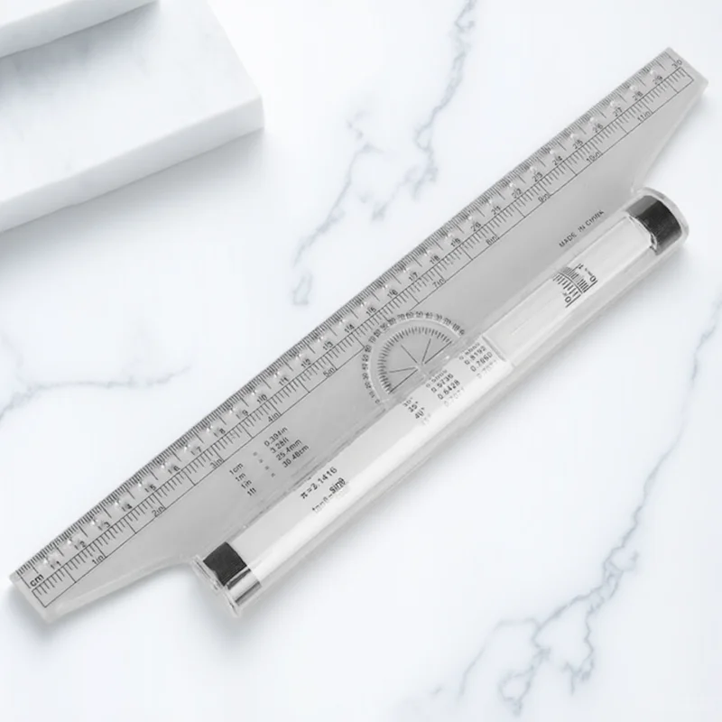 

Plastic Measuring Rolling Ruler Drafting Multi-purpose Engineer Student Drawing Design Circle Protractor Angle Template Parallel