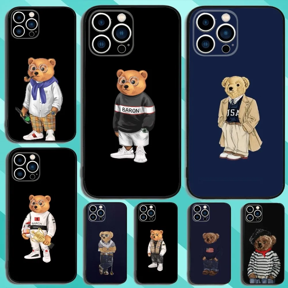 B-Baron F-Filou Bear Fashion Phone Case For iPhone 16,15,14,13,12,11,Plus,Pro Max,XS,X,XR,SE,Mini,8,7 Soft Silicone Black Cover