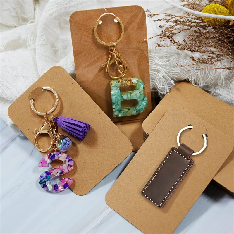 50pcs 6x9cm white/kraft , keychain, necklace, paper card, double-sided blank jewelry display card, Amazon bestsellers in stock