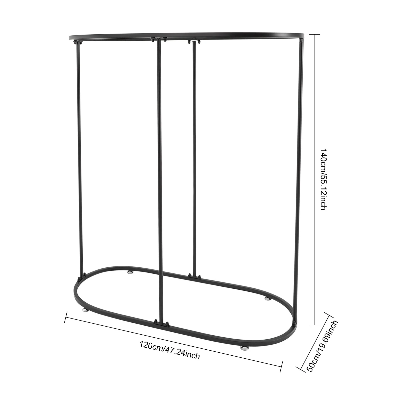 Black Oval Garment Rack, Floor Standing Clothing Rack, Commercial Oval Iron Clothes Stand for Retail Stores, Photo Studios