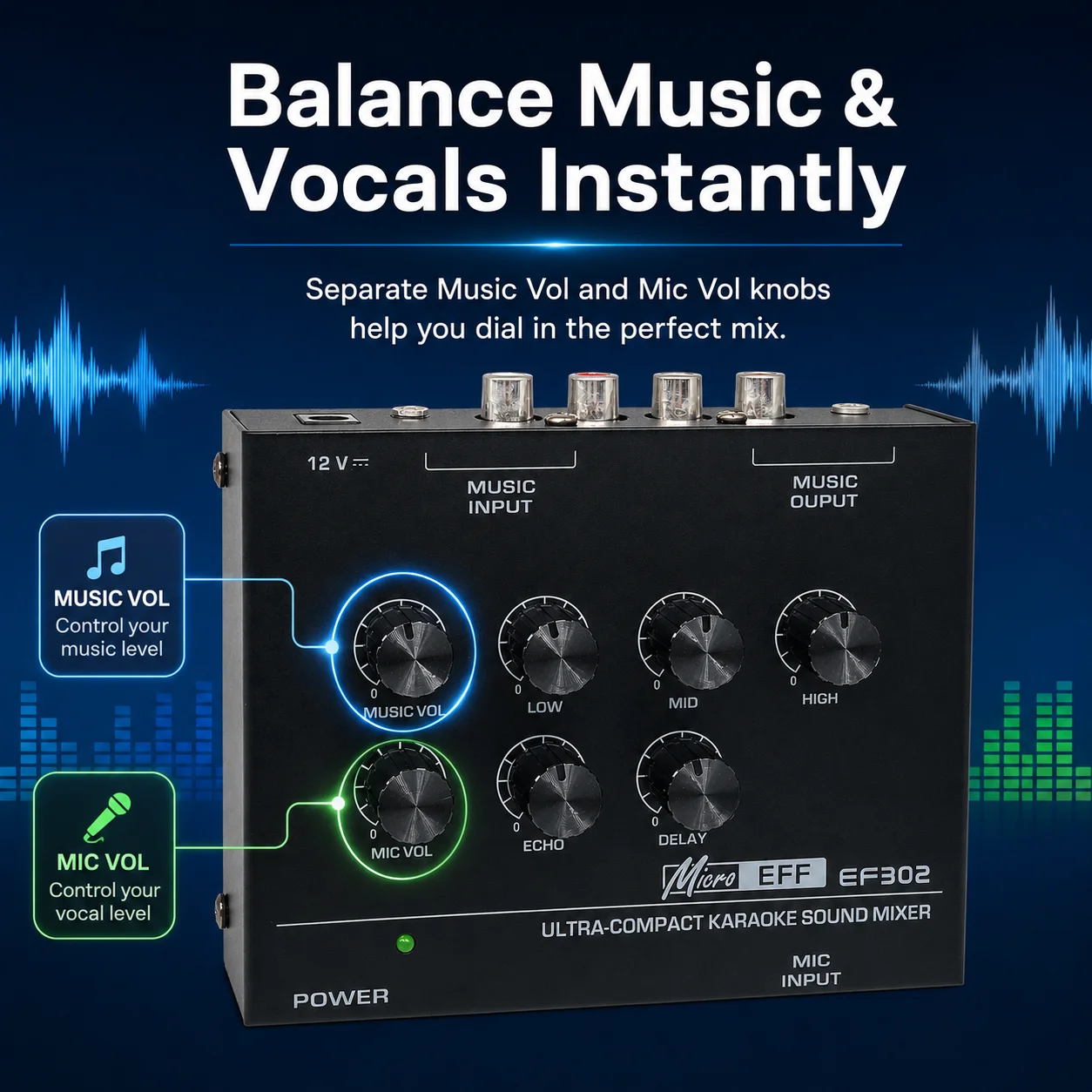 EF302 Ultra Compact Karaoke So - đánh giá và giá Karaoke Audio Mixer Echo Delay