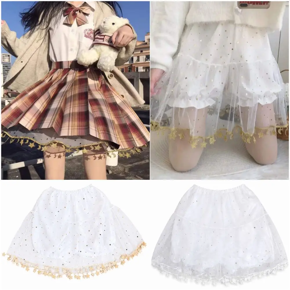 Gold Silver JK Safety Pants Pumpkin Shape Lace Bottom Lolita Bloomers Star Pattern Star Gauze Patterned Shorts Uniform Style