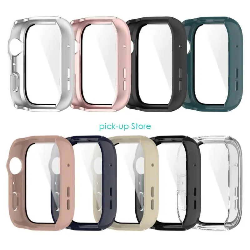

Q5WA Antiscratch Sleeve Full Coverage Screen Protector for Watch Fit 4 Wearable Device Cover PC Tempered Glass Antidust Shell