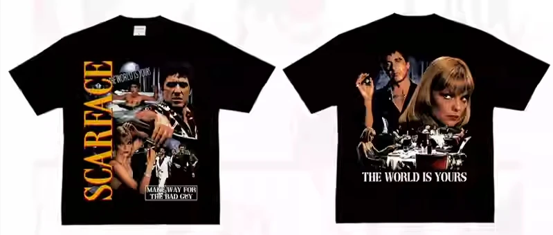 

Al Pacino Scarface Classic Movie Retro VTG Art Street Cotton Short Sleeve T-shirt High Quality Luxury Brand
