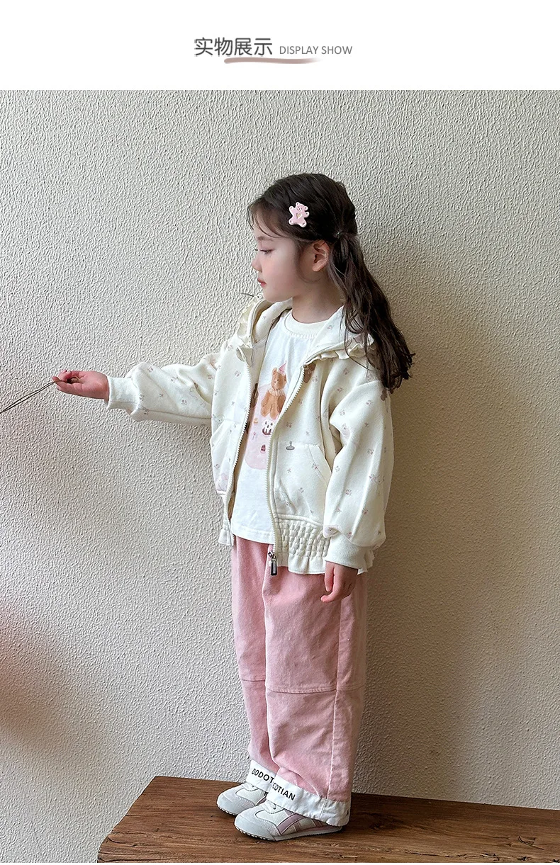 

Детская одежда, длинные брюки, модные свободные и повседневные брюки в корейском стиле, модные милые и розовые осенние универсальные брюки для девочек