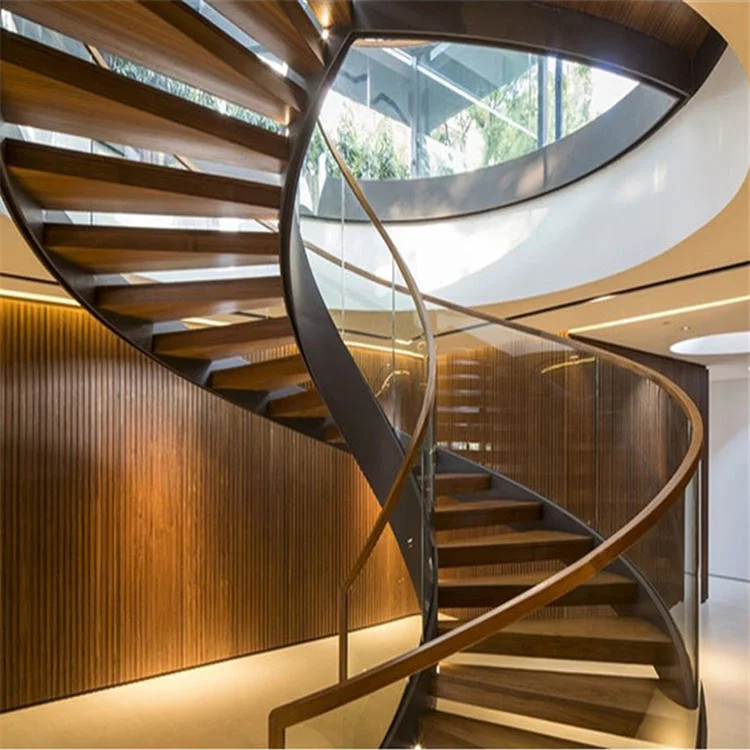 الحديثة تصميم مخصص الفولاذ المقاوم للصدأ حبل درابزين البلوط درج خشبي #6