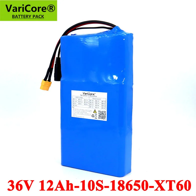 

VariCore 36V 12Ah E-bike Lithium Battery Pack 18650 12000mAh 20A BMS for Balancing scooter lawn mower Electric wheelchair