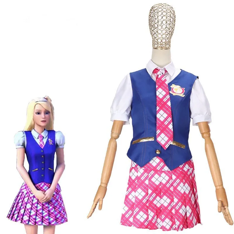 Movie Barbiee Cosplay Costume Halloween Princess Dress Delancy Wen COS Outfit Women School Uniform Top Skirts Carnival Party