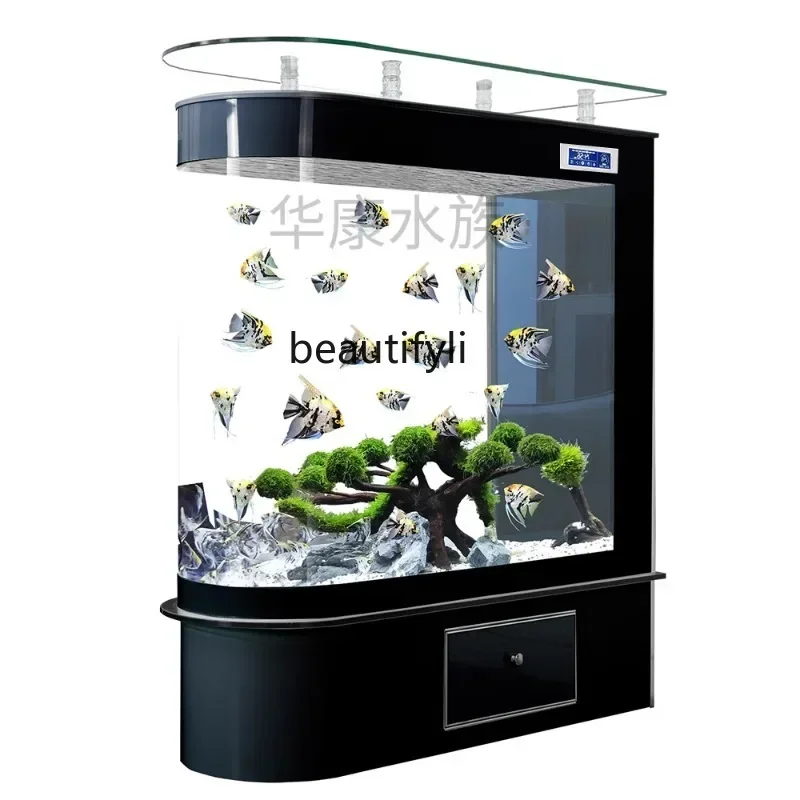 

New Light Luxury Fish Tank Bullet Living Room Small Floor Household Large Subareas Screens Hallway Change Water