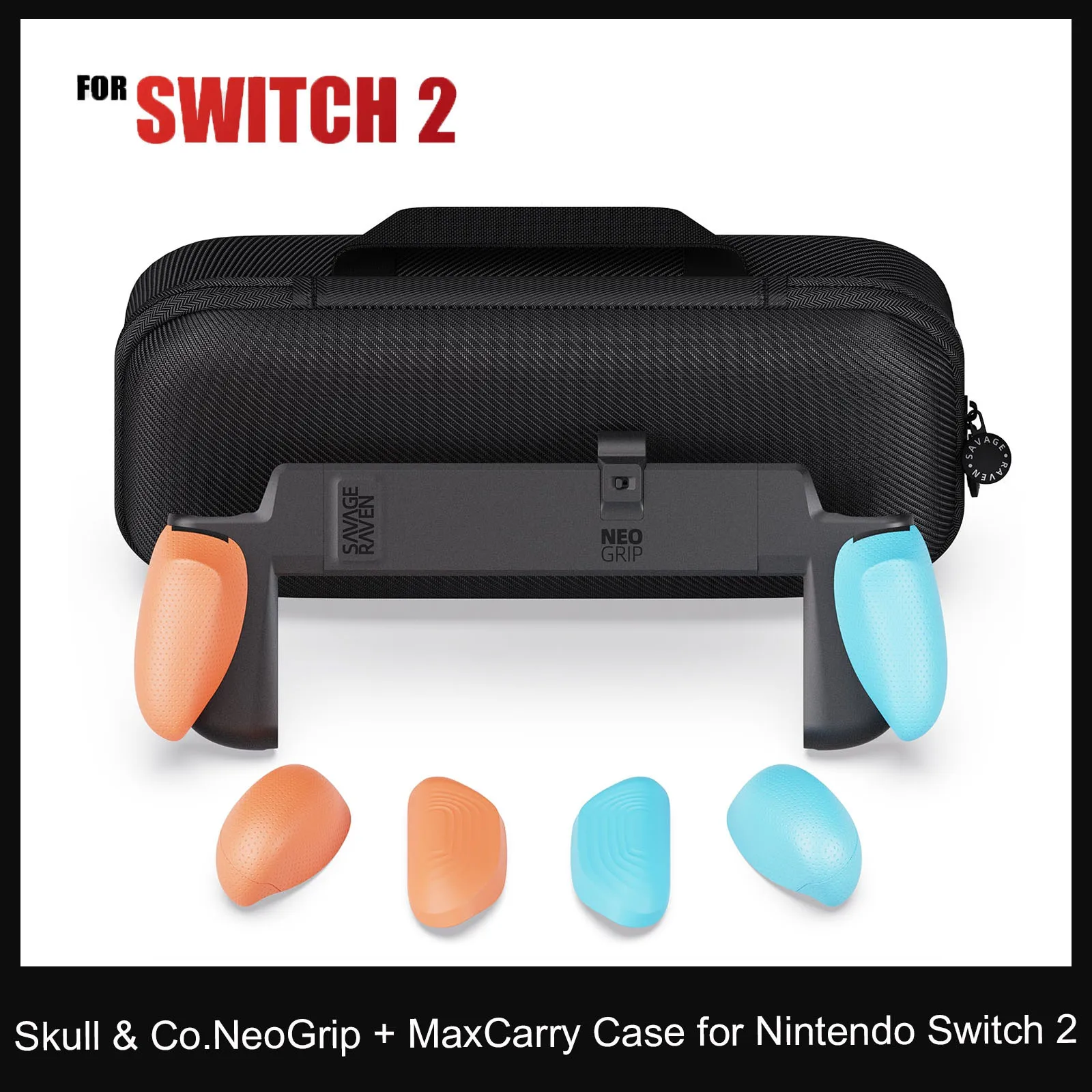 Savage Raven by Skull & Co. NeoGrip + MaxCarry Case for Nintendo Switch 2 with Replaceable Ergonomic Grip Protective for NSW2