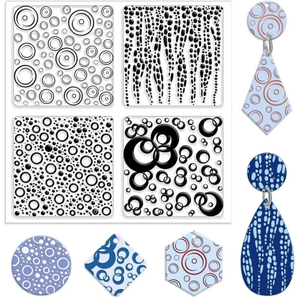 Hojas de textura de arcilla polimérica de burbujas, carpetas en relieve de puntos de burbuja, estera de textura de arcilla para hacer pendientes, joyería, arcilla polimérica