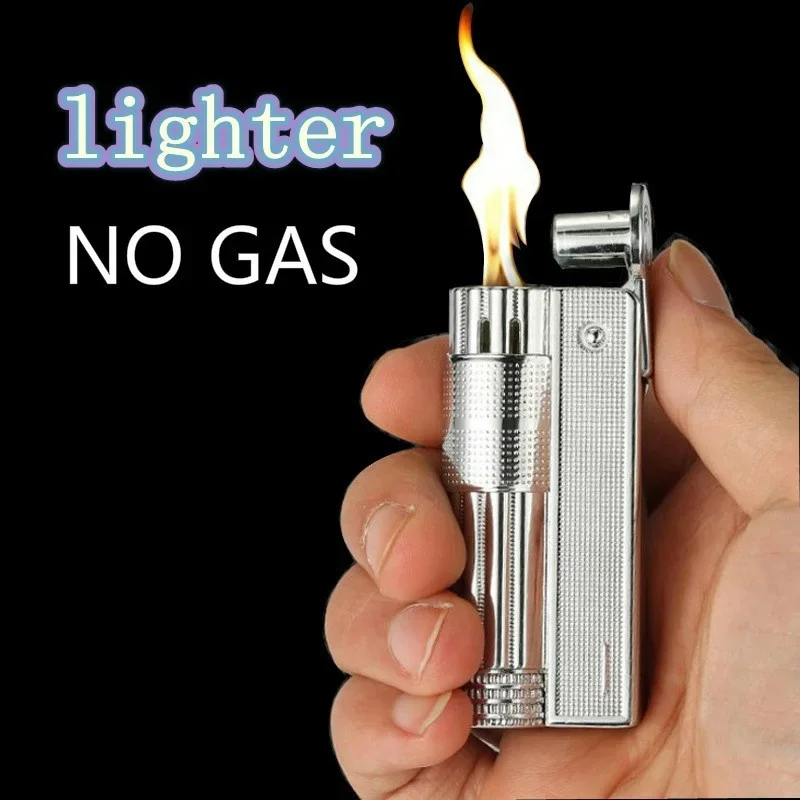 

Retro style oil gasolin.e can be filled classic lighter with flint ignition wheel fire lighter（ NO GAS）