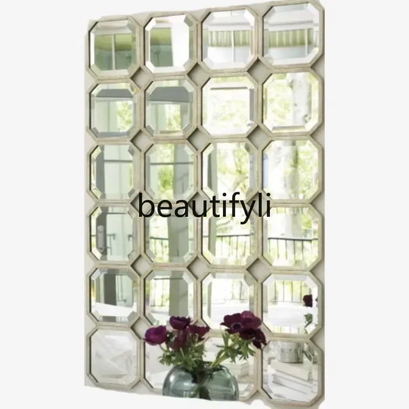 TTT  Three-dimensional decorative entrance bathroom dressing makeup mirror European square wall hanging wall decoration art mi