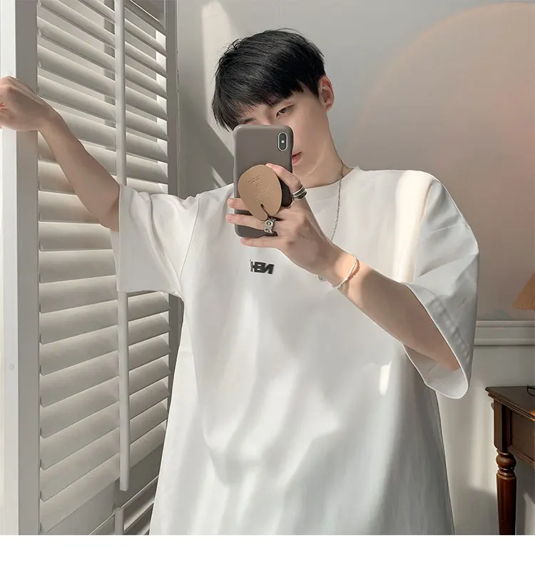 

Motorcycle Summer New Loose Letter Printed Half-Sleeved Ins High Street Retro Trendy Casual T-Shirt Pure Cotton