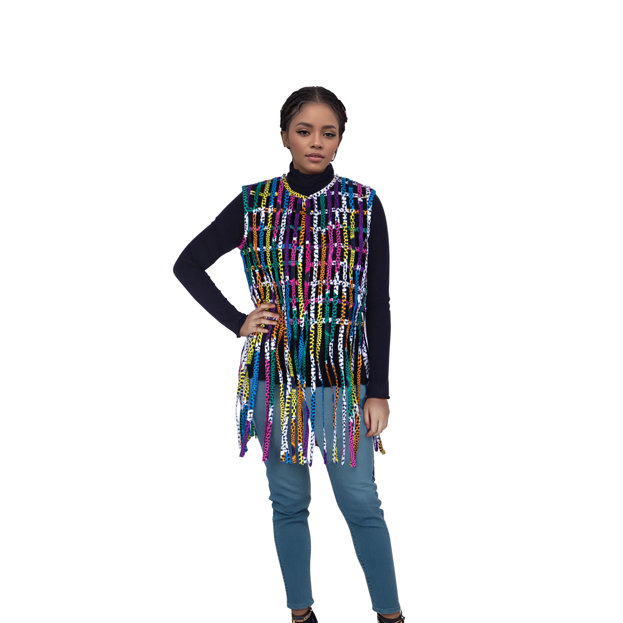 

African Multi Ropes Necklace Hollow-out Shawl Multi-colors Ankara Jewelry Vest Shawl Handmade Jewelry Wyb1033