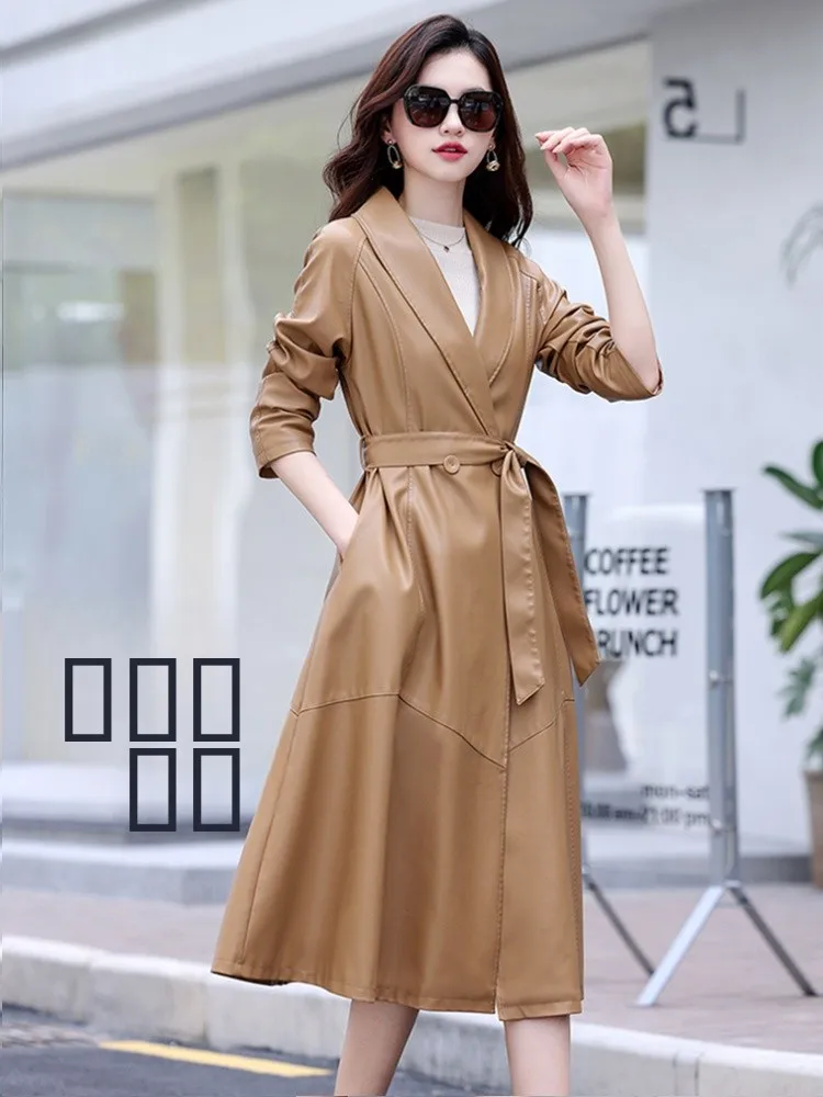 Giacca in Pelle di Pecora per Donna, Lunghezza Media, Alta Qualità, Primavera-Autunno, Elegante per il Lavoro, Manica Lunga