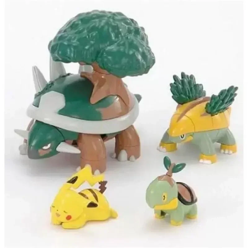 Bandai-figuras de acción originales de Pokémon, modelo de Montaje Simple, adornos, juguetes, Torterra, Chelterrar, en Stock