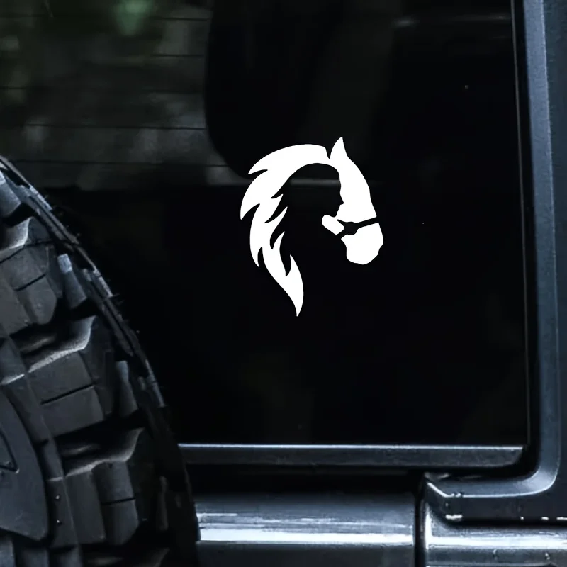 2D Flat 1Pc Woman & Horse Silhouette Vinyl Sticker, Waterproof Self-Adhesive Decal for Car Truck Window Decor, Holiday Gift