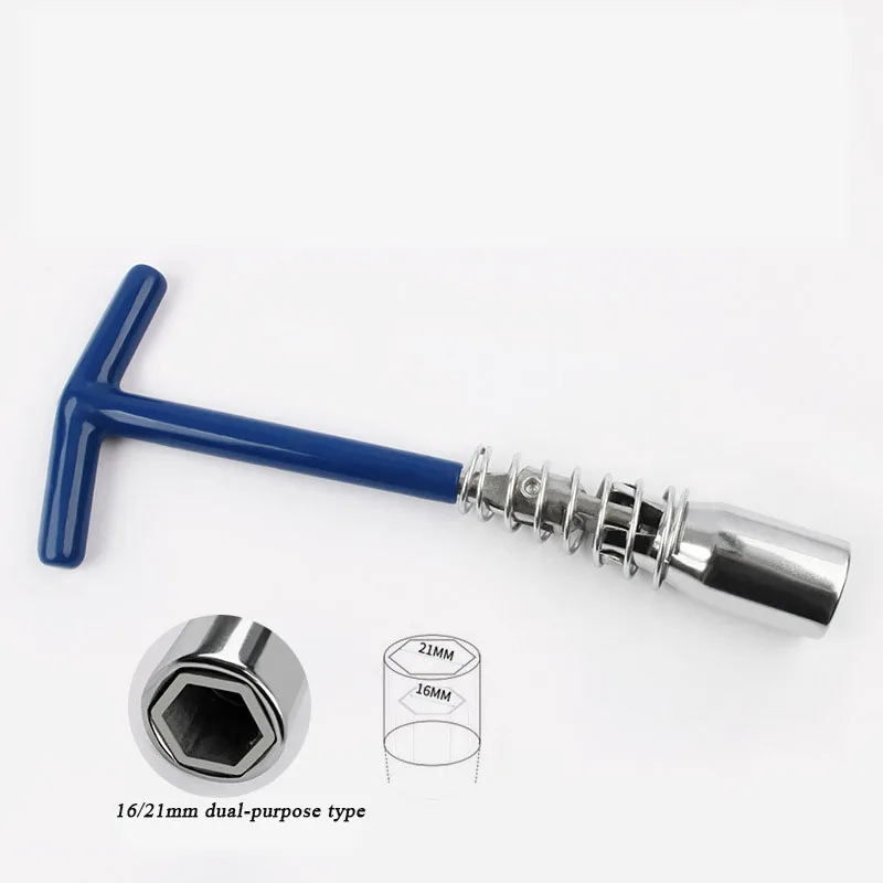 Automotive Spark Plug Removal Tool 16mm/21mm Dual-Purpose Wrench Socket Tool T Grip Handle Spanner Socket T Handle T Bar