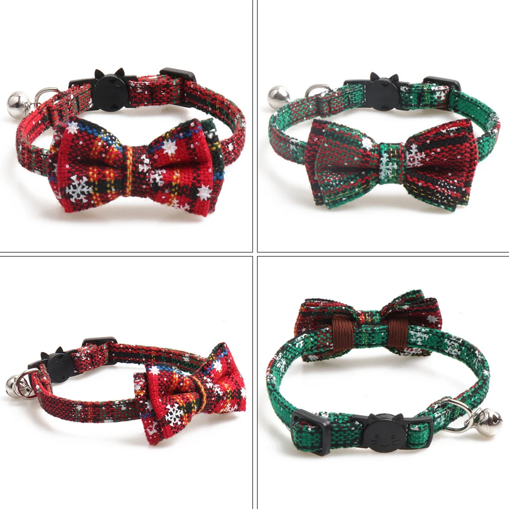 

2 Pcs Pet Cat Collar Set Stylish Small Collars Christmas Lovely for Necklace Adjustable