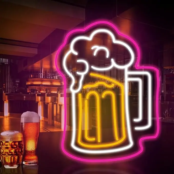 Beer Neon Light Sign LED Lighting Sign USB Powered Wall Decor for Bar Restaurant Party Club Pub Birthday Gift for Friend