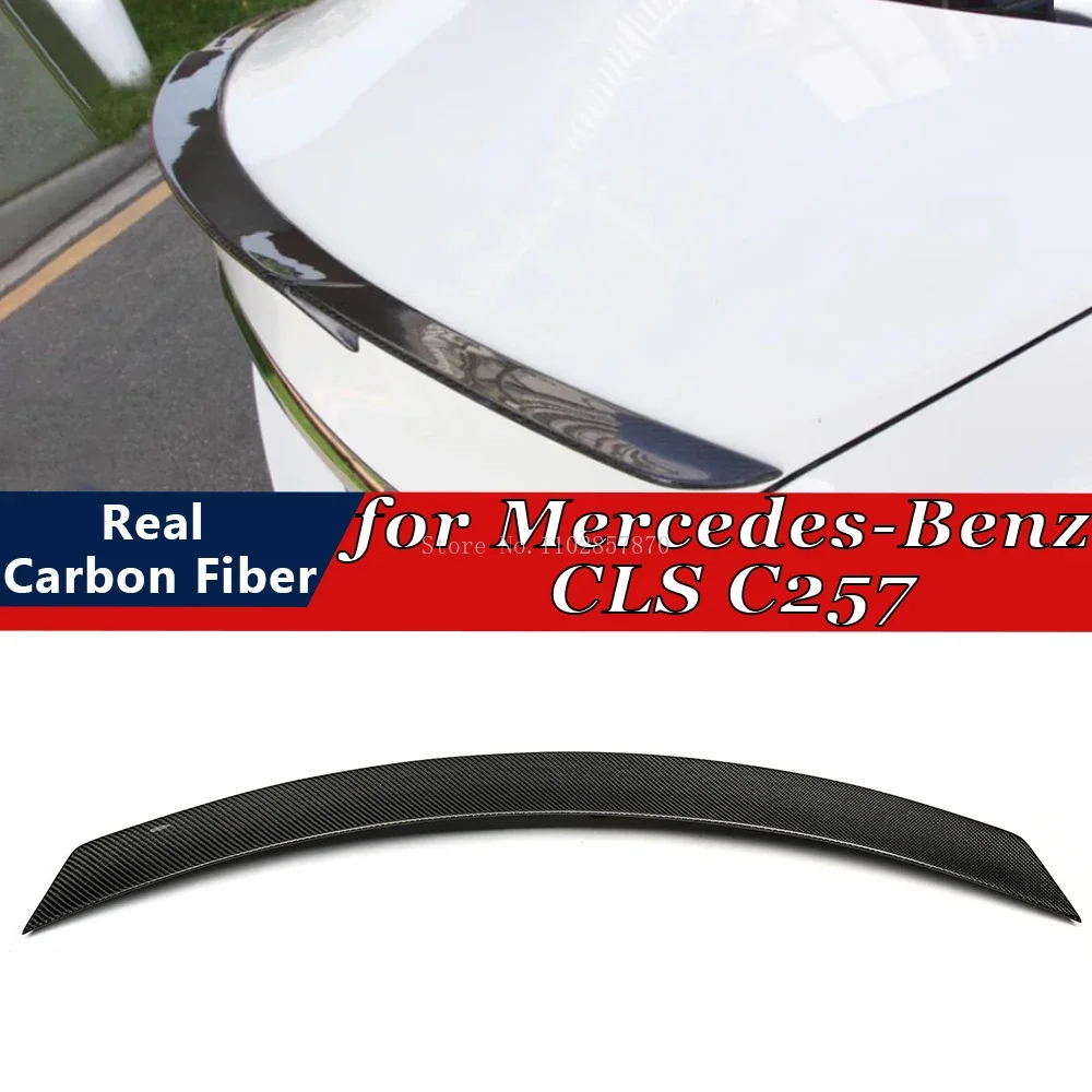 For Mercedes-Benz CLS C257 2019-2023 Real Carbon Fiber Rear Spoiler Bumper Lip Trunk Wing Boot Spoiler Body Kits