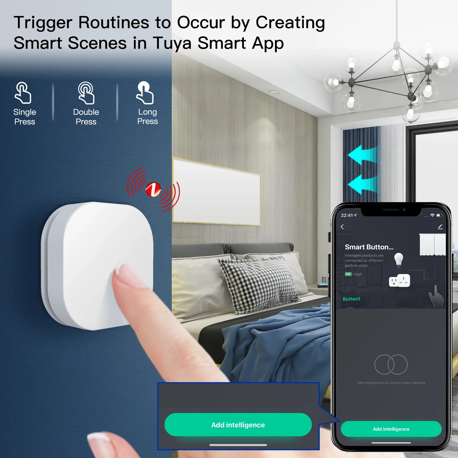 MOESHouse Tuya ZigBee Smart Key Wireless Switch with Remote Control, Multi-scene Linkage, Battery Powered Automation