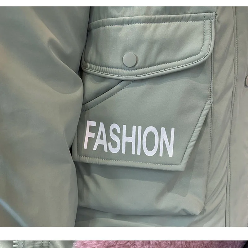 Women's2025 Mit Kapuze Parka Unten Baumwolle Mantel Neue Winter Verdicken Oversize Top Langarm Jacke Koreanische Lose mittellange Outer