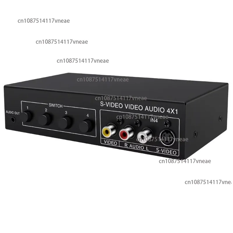4x1 S-Video+ AV Switcher 4 In 1 Out Video 720P Switcher with 3.5mm Audio Output Metal Case VSSW41