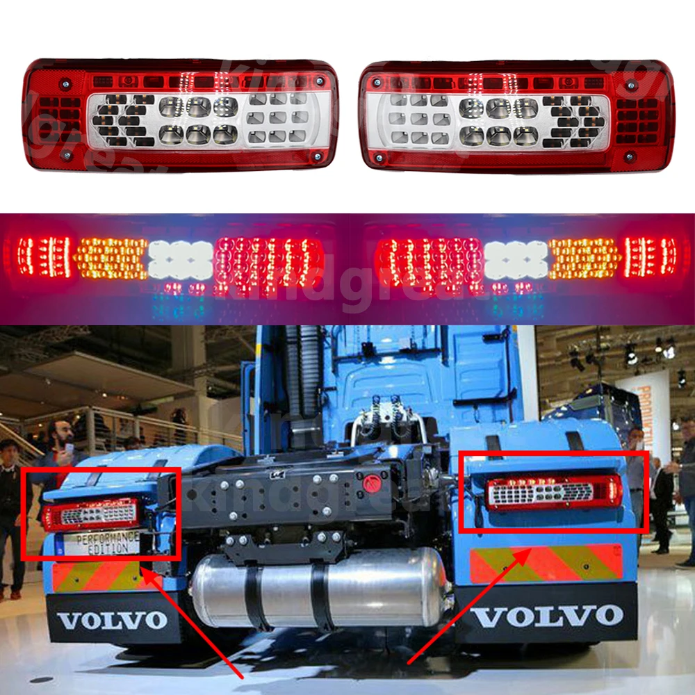 2PCS Pair 24V Tail Lights Truck Reverse Brake Turn Stop Signal Tail Lights for Volvo truck FH 460 FMX 500