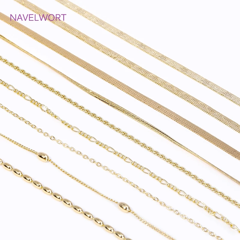 Multi Styles 18K Gold Plated Necklace Chains High Quality Brass Chains For Necklace Making, Fashion Jewelry For Women Wholesale